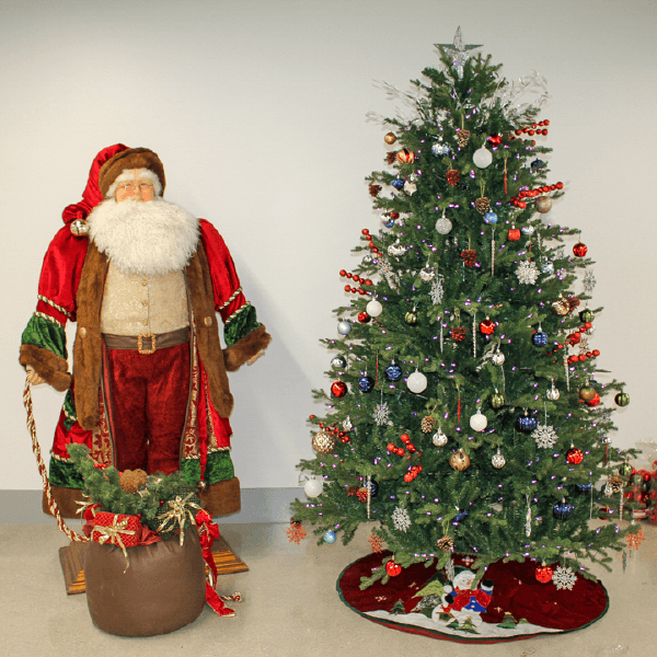 A Santa Clause and a Christmas Tree