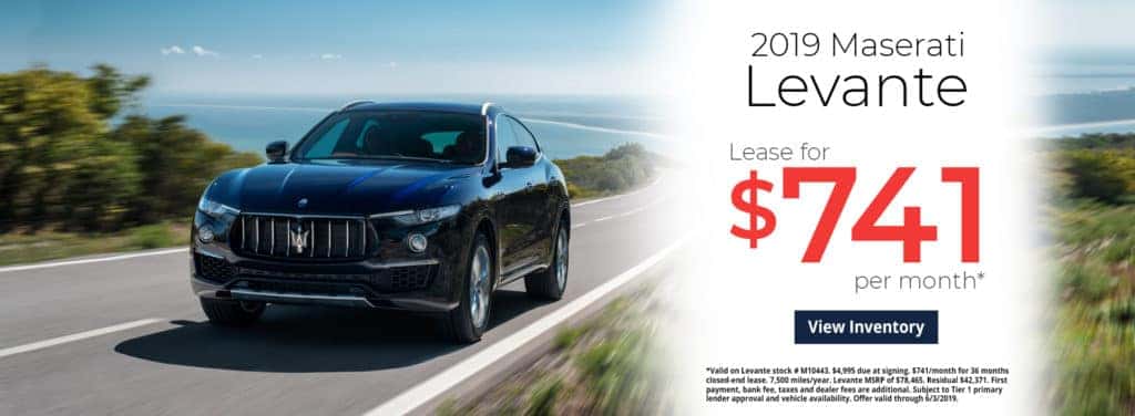 2019 Maserati Levante driving on a road with ocean in the background