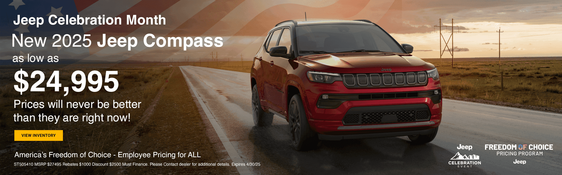 Jeep Celebration Month New 2025 Jeep Compass as low as $24995
