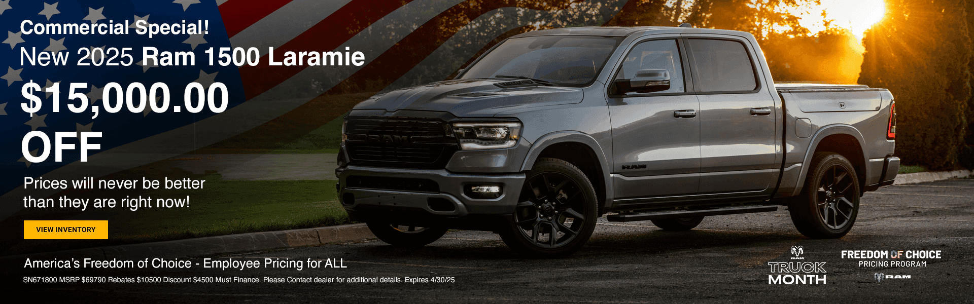 Commercial Special! New 2025 Ram 1500 Laramie $15,000.00 OFF