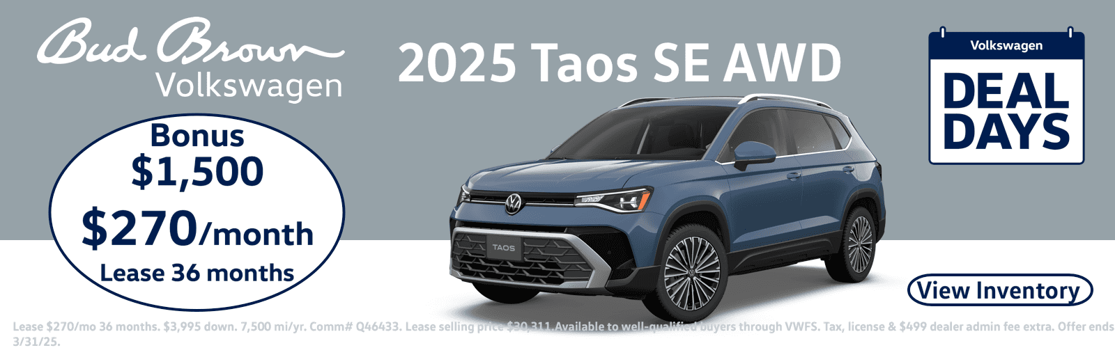 Lease new 2025 Taos $270 per month