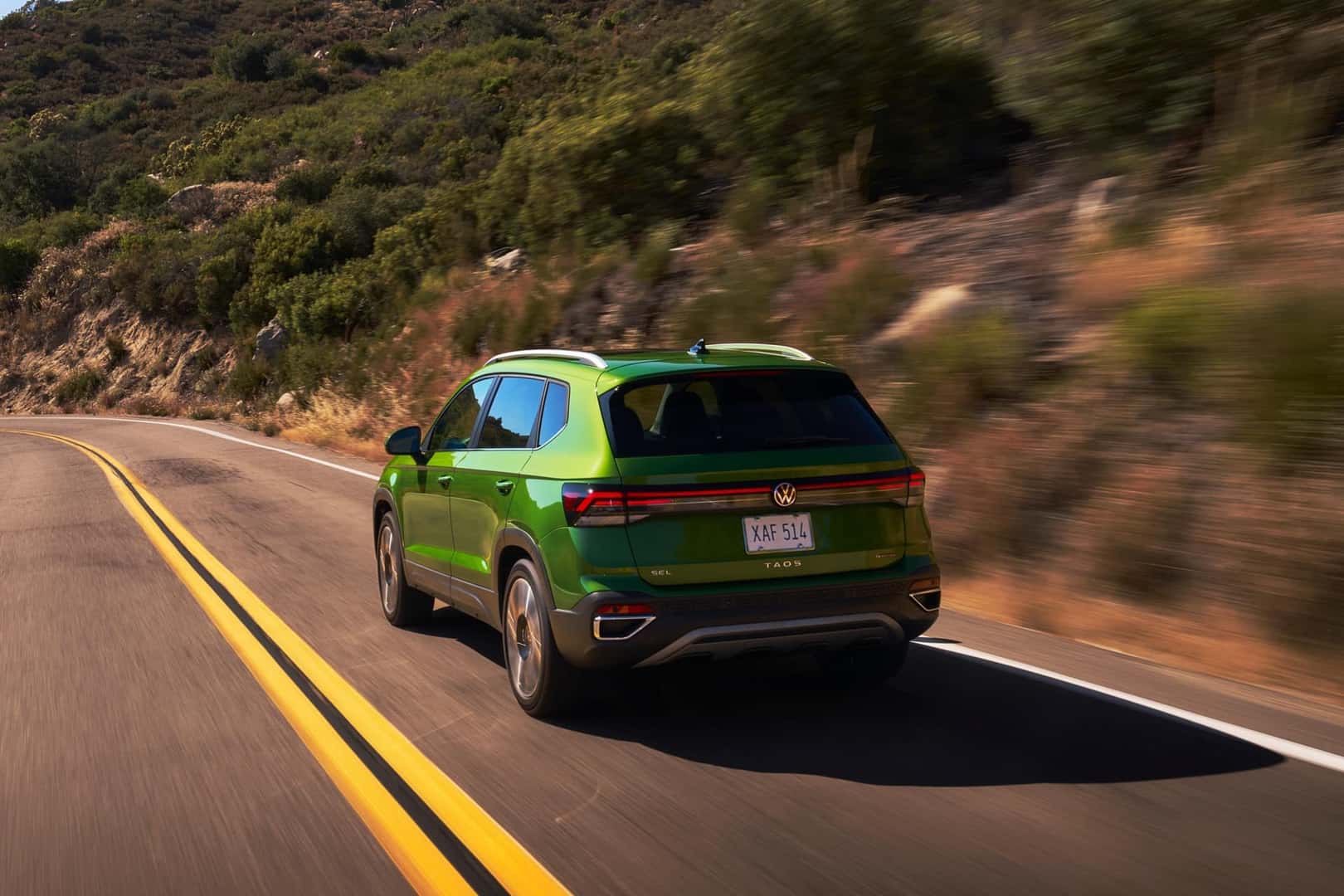 2025 Volkswagen Taos SEL Bright Moss Green Metallic rear