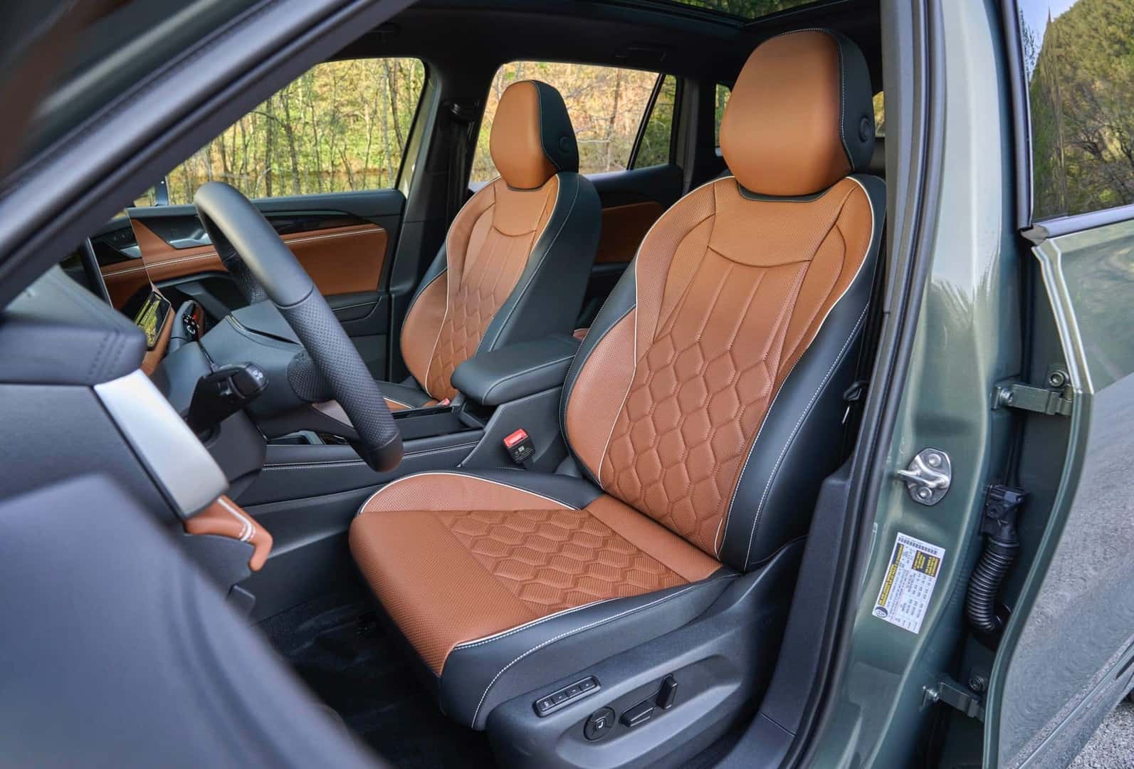 The Comfortable Leather Upholstered Front Seats Of The Technologically Advanced And Positively Reviewed 2026 Volkswagen Tiguan