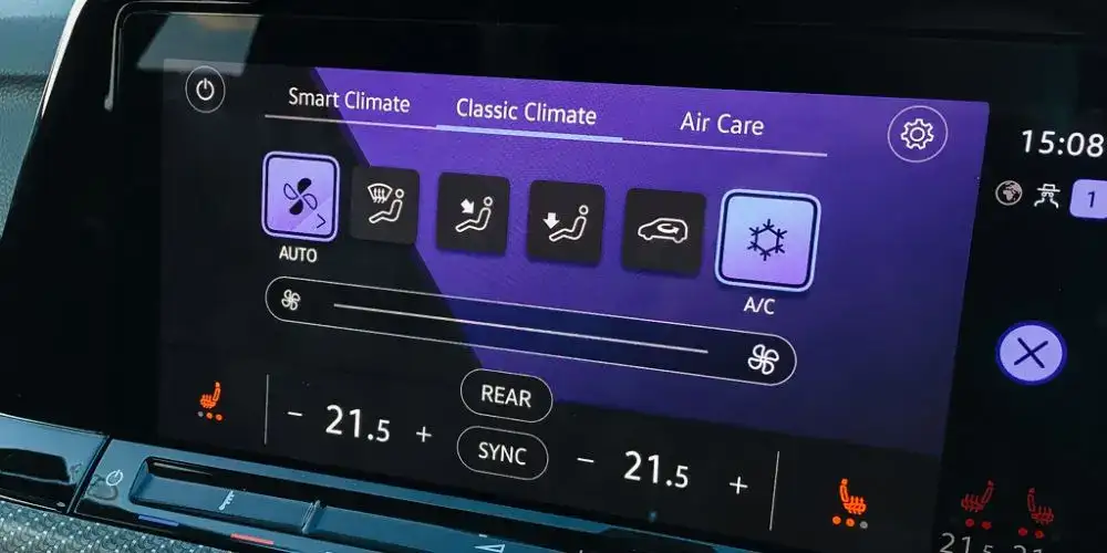 Volkswagen infotainment screen climate control interface