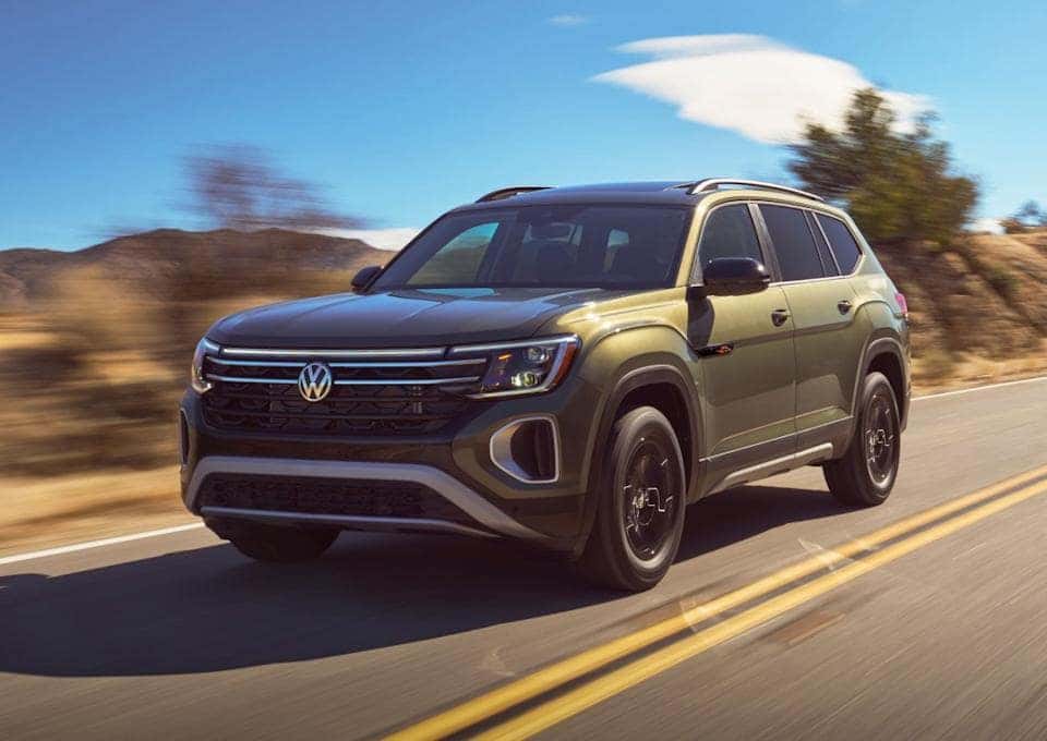 2026 Volkswagen Atlas Avocado Green Metallic in motion