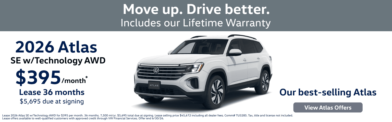 Lease Atlas SE with Technology all wheel drive for $395 per month