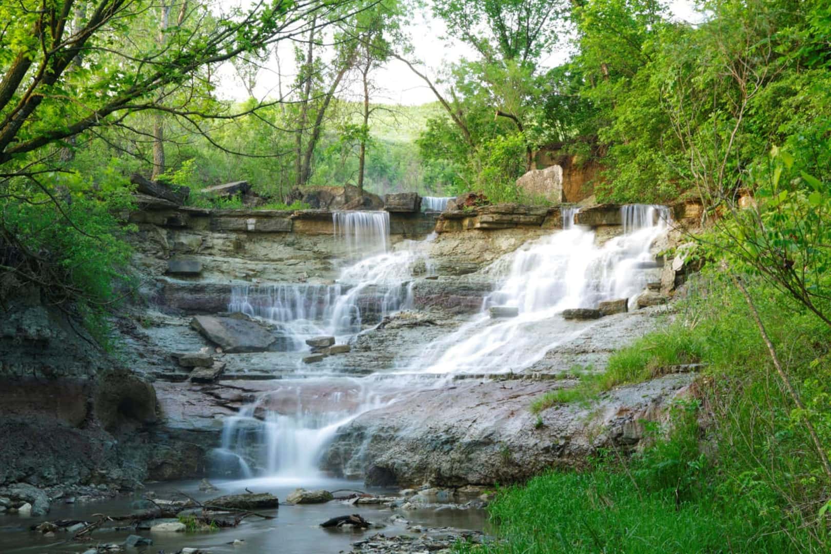 The Stunningly Beautiful Prather Creek Falls Near Flint Hills Byway