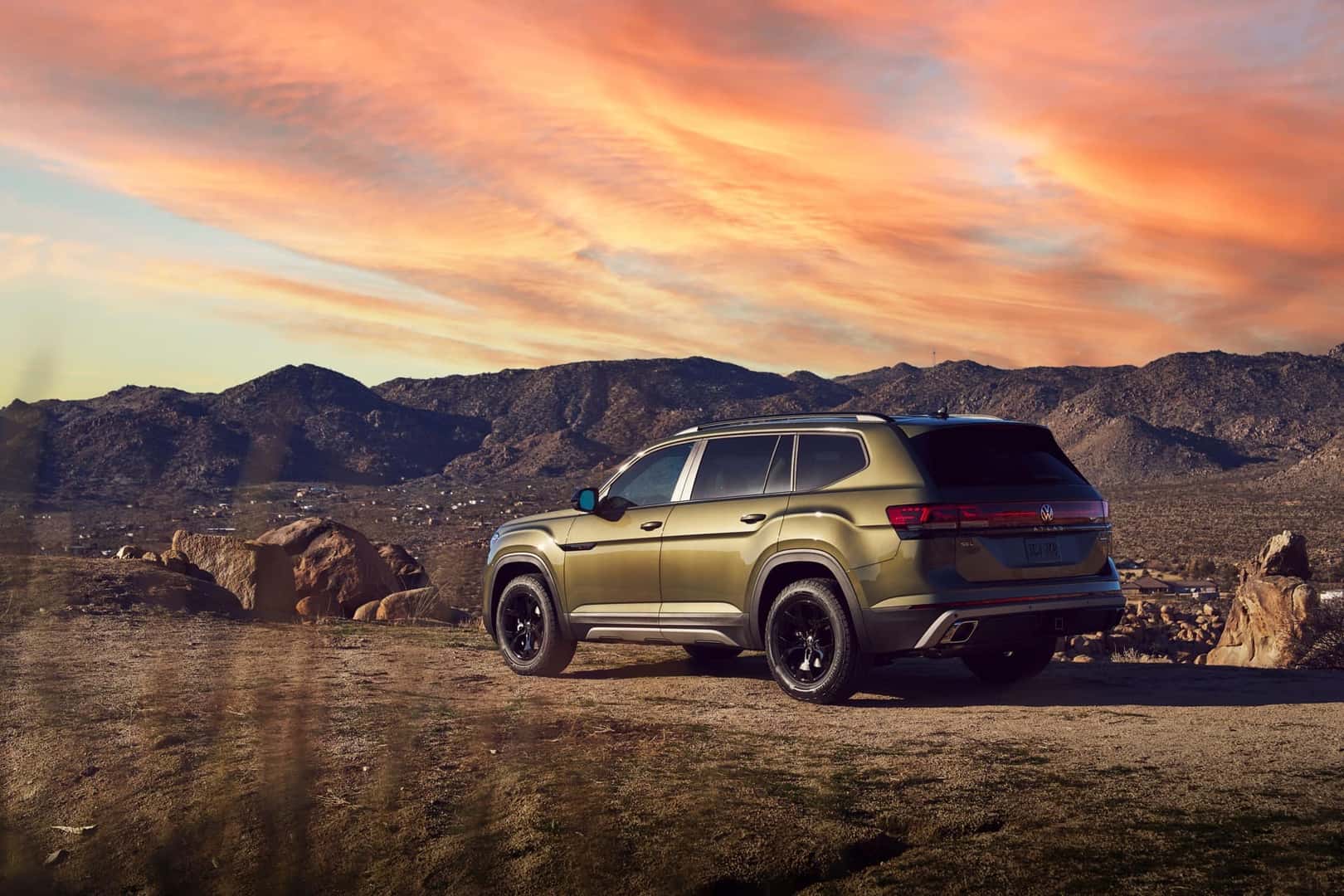 The Sleek And Beautiful Volkswagen Atlas Peak's Exterior, Parked Under A Gorgeous Sky