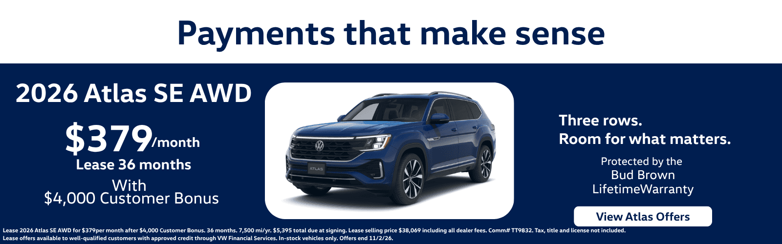 Lease Atlas SE for $379 per month