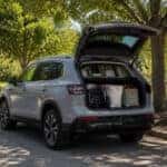 2026 Volkswagen Tiguan with open liftgate loaded for a family outing at the Overland Park Arboretum in Johnson County
