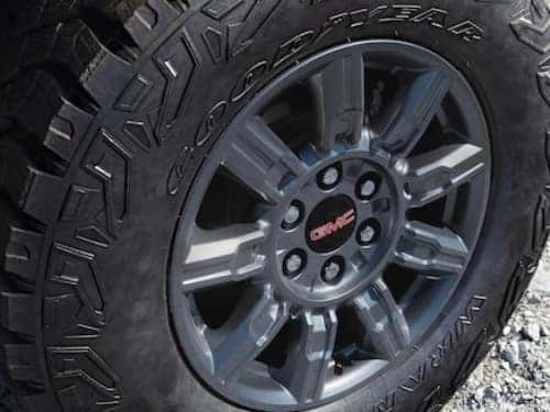 2024 GMC sierra 1500 AT4 close up view of tire
