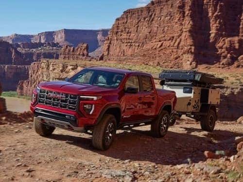 2024 GMC Canyon towing an enclosed trailer