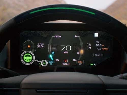 2025 GMC Hummer EV SUV view of digital display showing super cruise feature