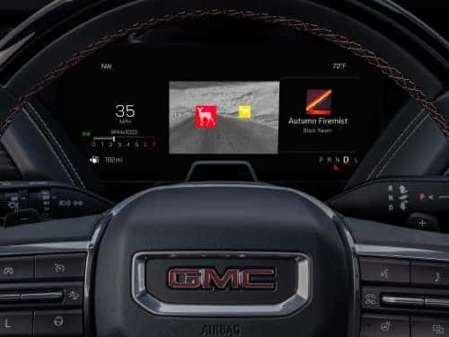 2025 GMC Yukon driver's dash showing night vision view