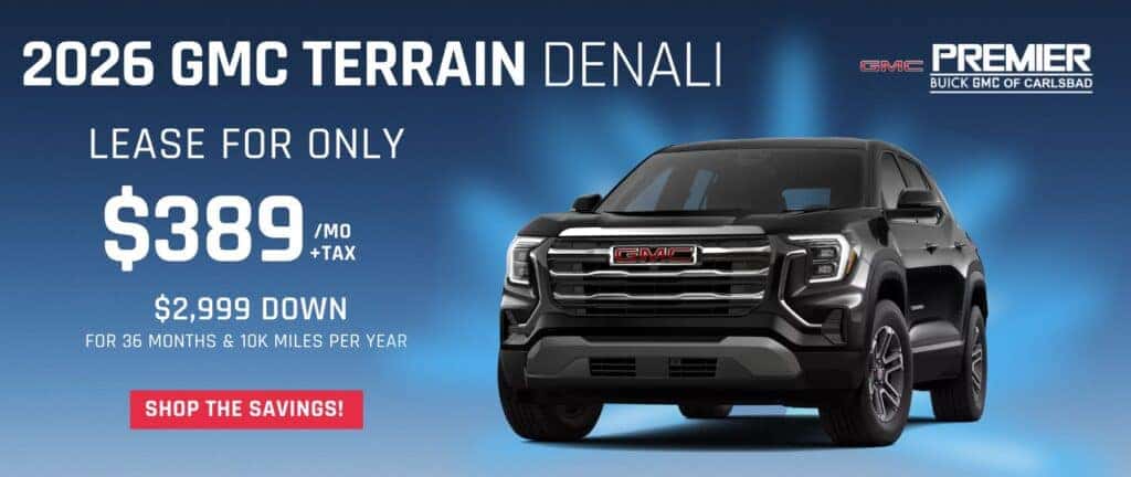 New 2026 GMC Terrain Denali All Wheel Drive SUV. Lease for only $389+Tax