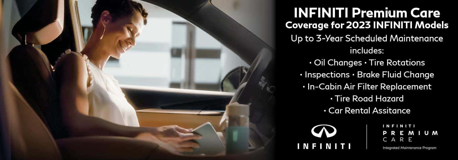 INFINITI Premium Care Coverage for 2023 INFINITI models, up to 3 year scheduled maintenance
