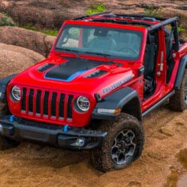 Red Jeep Wrangler Rubicon EV