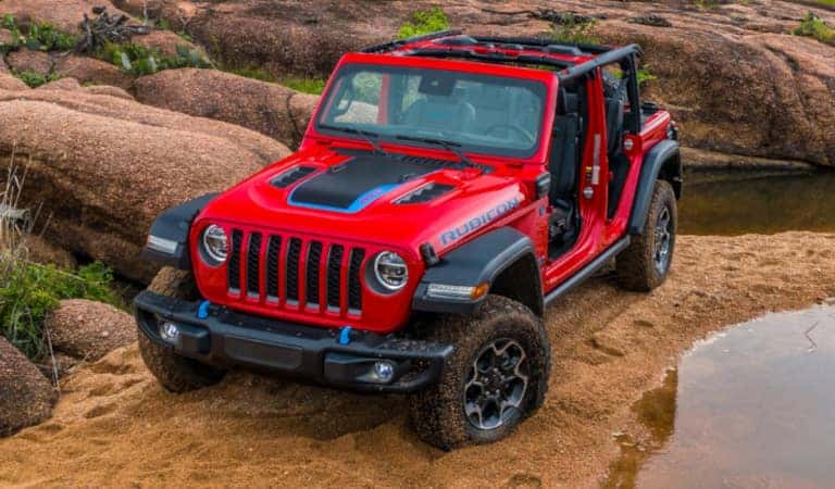 Red Jeep Wrangler Rubicon EV