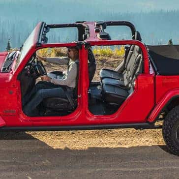 Red Gladiator with the doors off