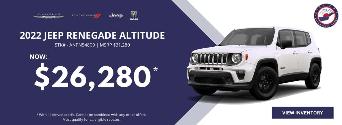 2022 Jeep Renegade Altitude Now $26,280