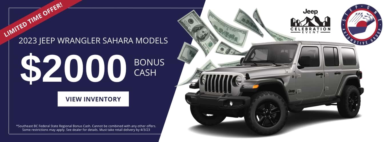 2023 Jeep Wrangler Sahara Models $2000 Bonus Cash at CDJR FWB
