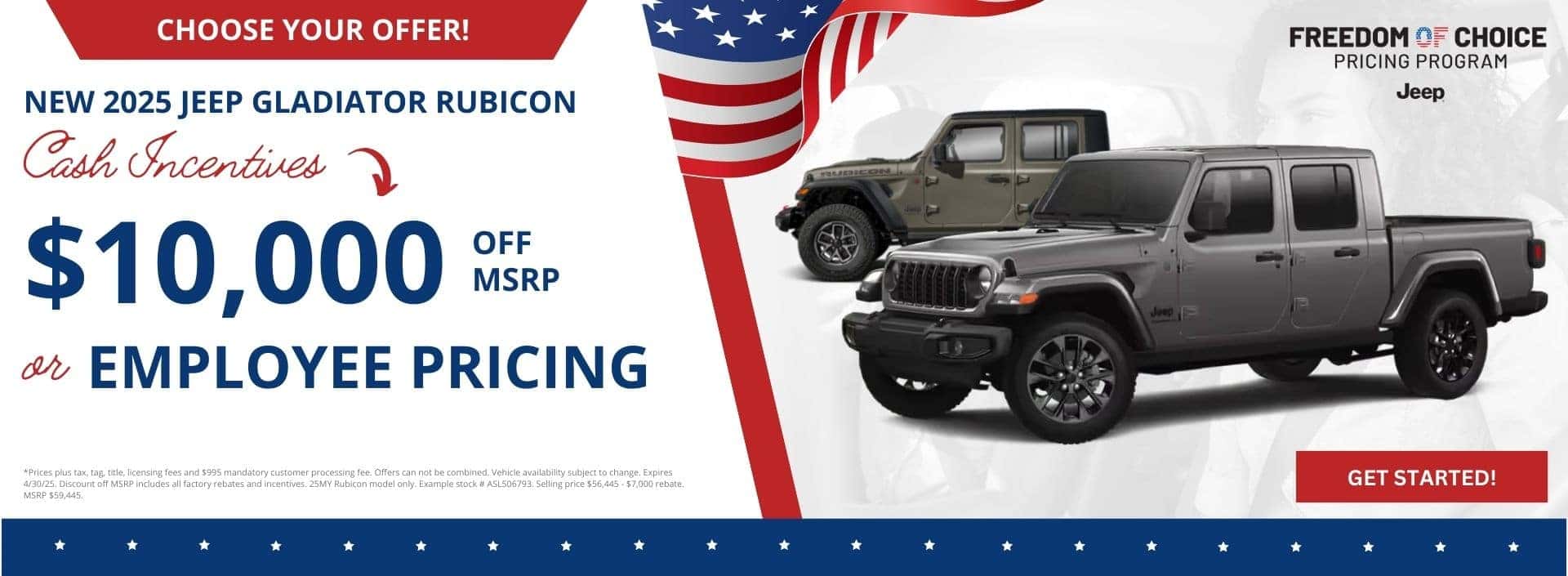 Buy a New Jeep Gladiator at $10,000 off MSRP at Step One Chrysler Dodge Jeep Ram Fort Walton Beach in Fort Walton Beach, FL. Select the image to view matching inventory.