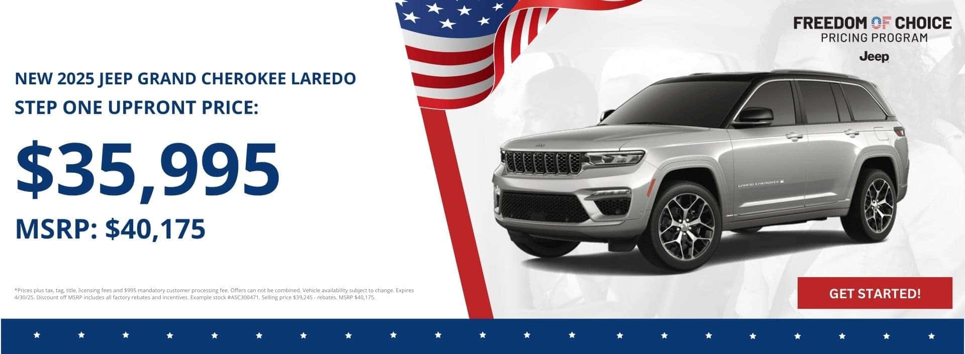 Buy a New Jeep Grand Cherokee for $35,995 at Step One Chrysler Dodge Jeep Ram Fort Walton Beach in Fort Walton Beach, FL. Select the image to view matching inventory.