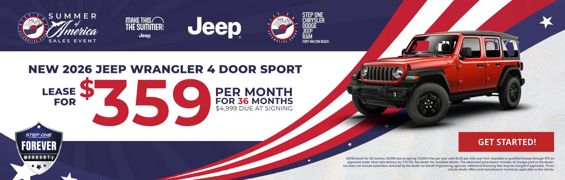 2026 Wrangler Sport $359 Lease Offer