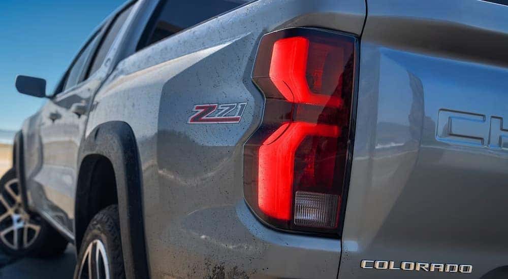 A close up of the rear taillight on a grey 2024 Chevy Colorado Z71.