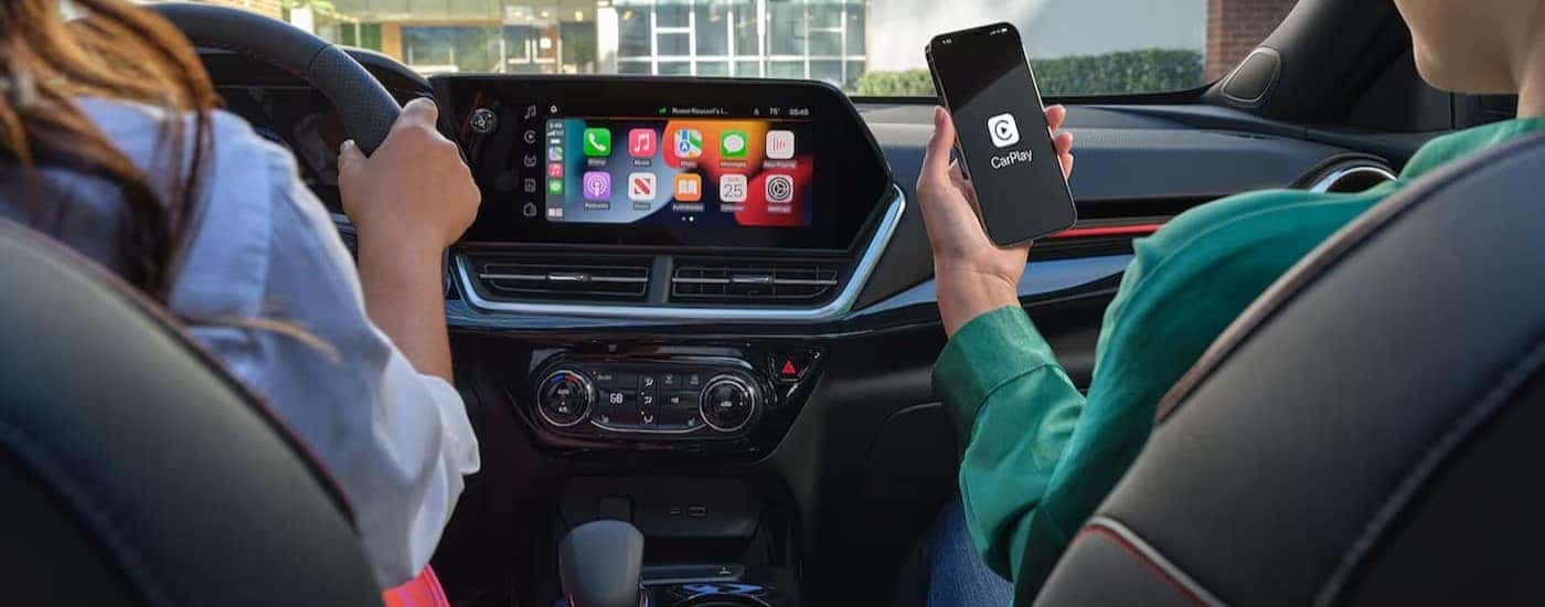 The black dash in a 2024 Chevy Trax for sale is shown.