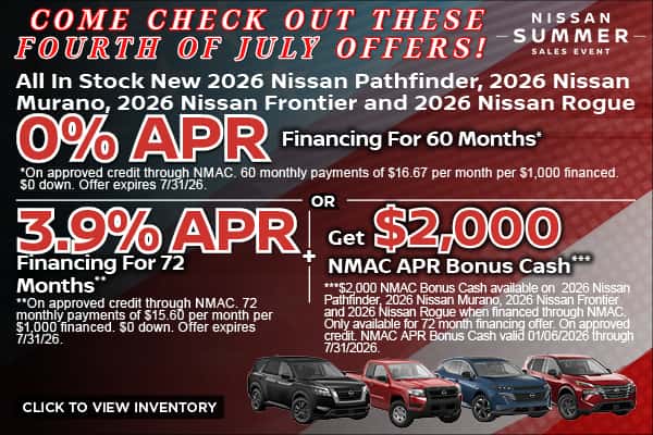 July Pathfinder + Rogue + Frontier + Murano Special