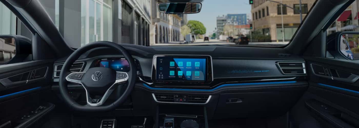 Volkswagen Atlas Cross Sport dashboard and infotainment interior view