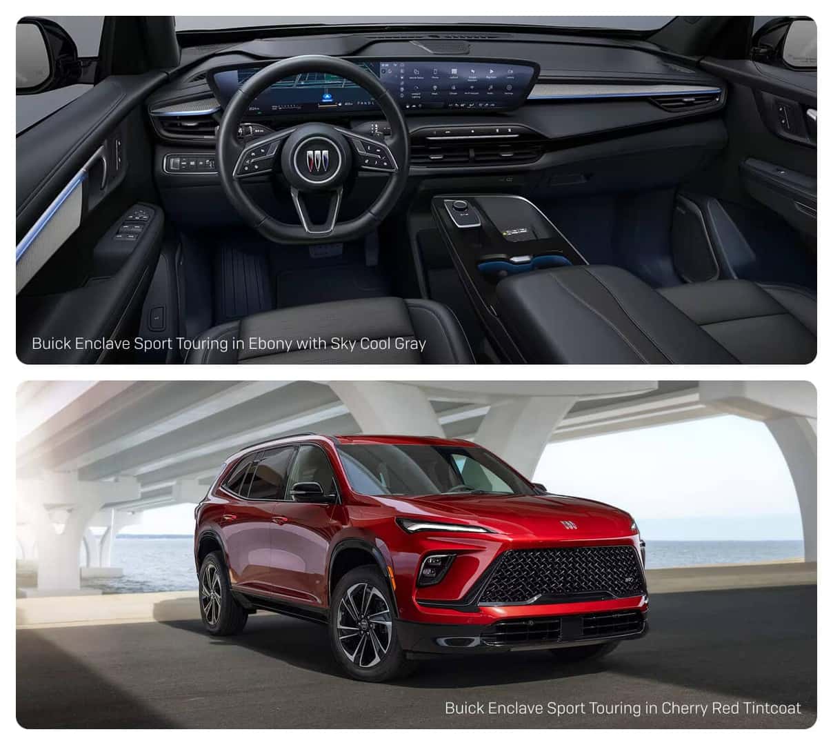 2026 Buick Enclave Sport Touring in Cherry Red Tintcoat with Ebony and Sky Cool Gray interior