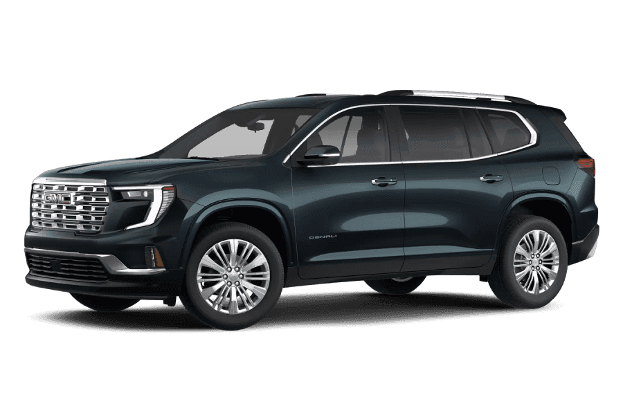 2027 GMC Acadia Denali in Ink in three quarter angle.