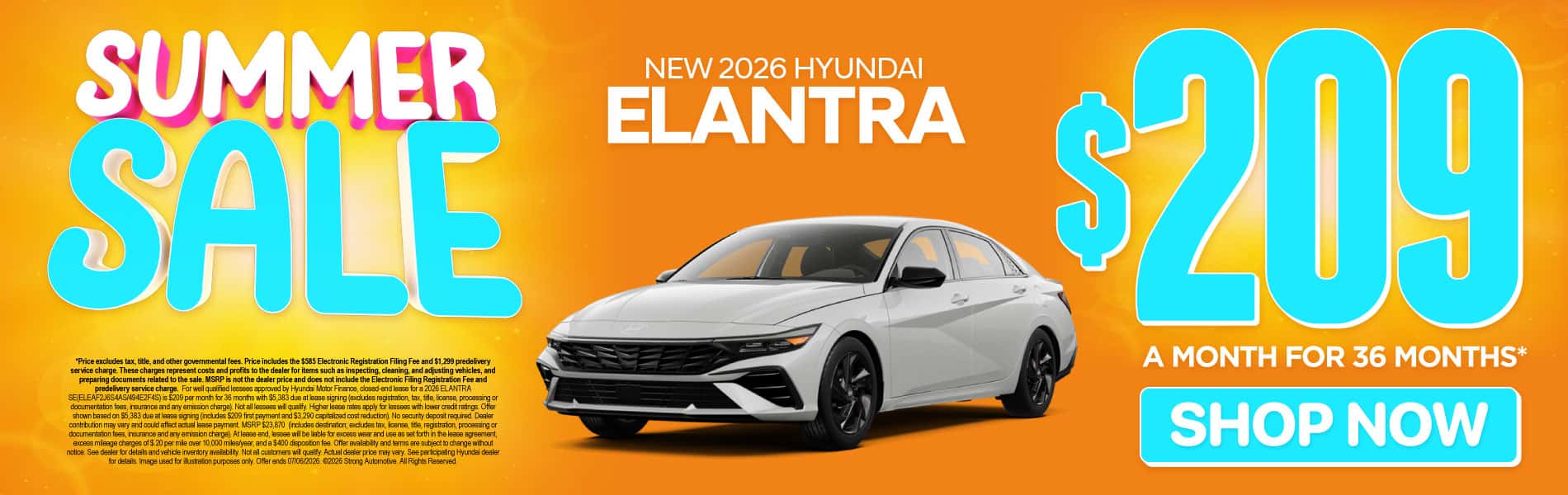 New 2026 Hyundai Elantra $209 a month for 36 months*