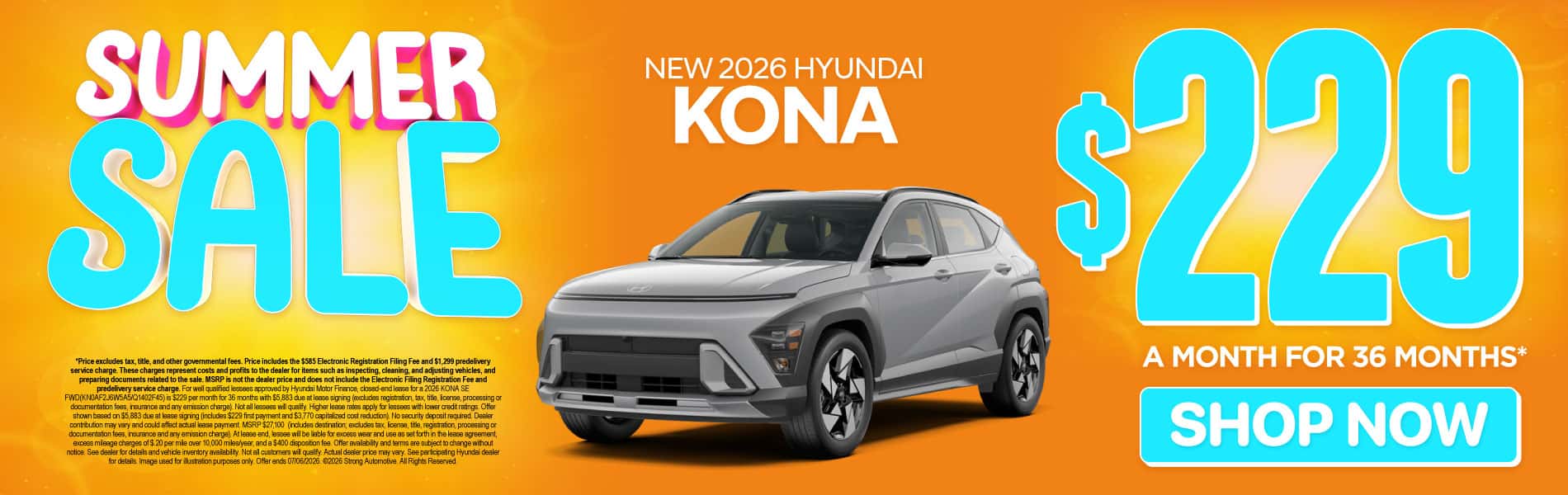 New 2026 Hyundai Kona $229 a month for 36 months*