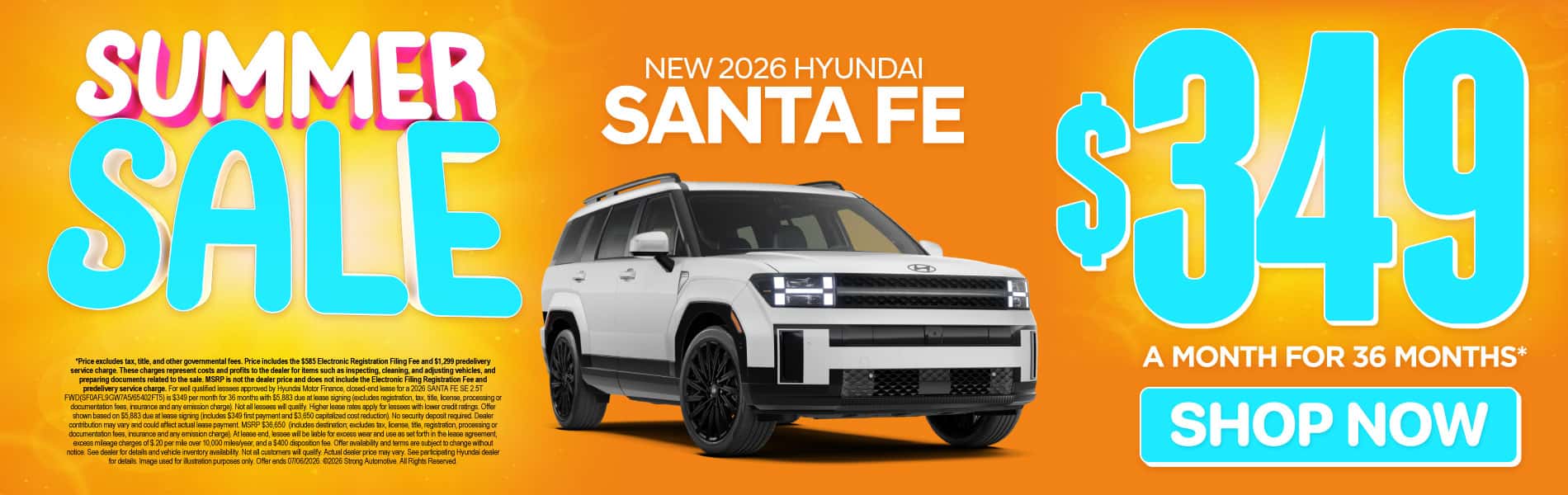 New 2026 Hyundai Santa Fe $349 a month for 36 months*