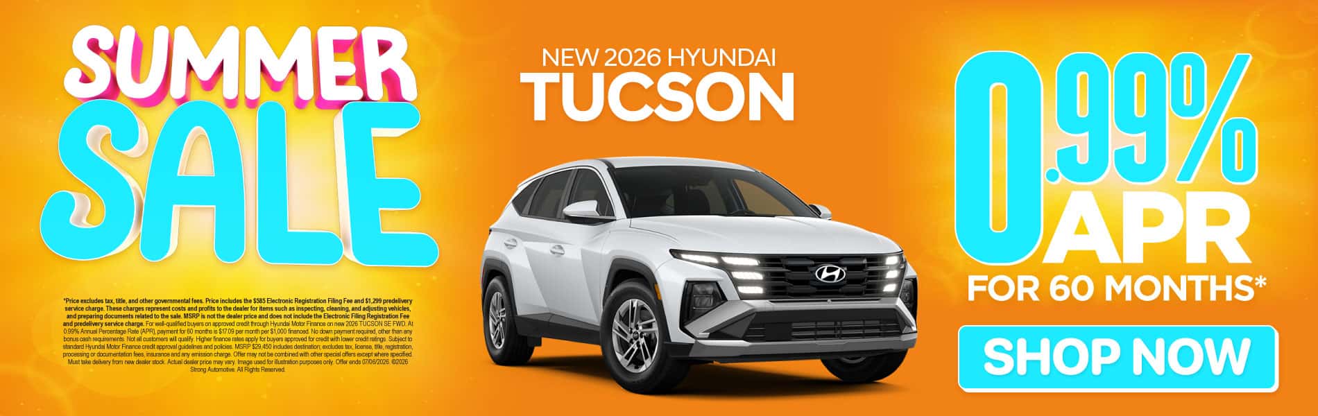 New 2026 Hyundai Tucson 0.99% APR for 60 months*