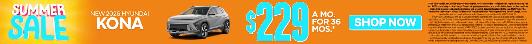 New 2026 Hyundai Kona $229 a month for 36 months*