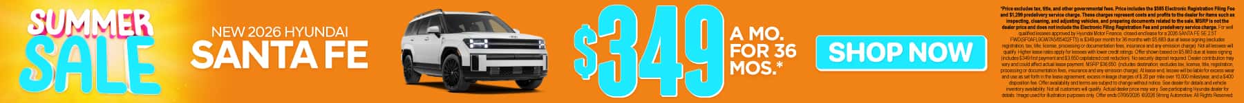 New 2026 Hyundai Santa Fe $349 a month for 36 months*