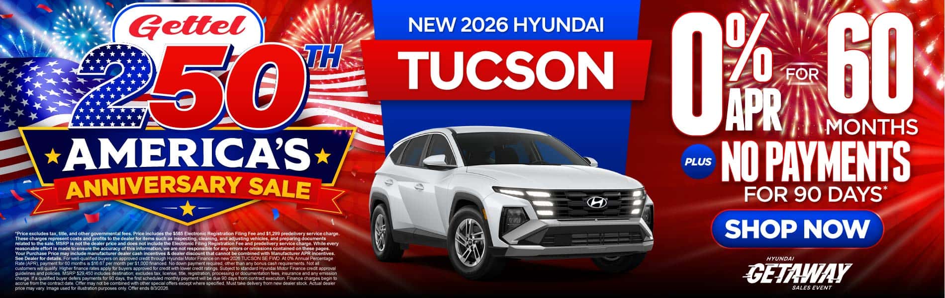 New 2026 Hyundai Tucson 0% APR for 60 months PLUS NO PAYMENTS for 90 days*