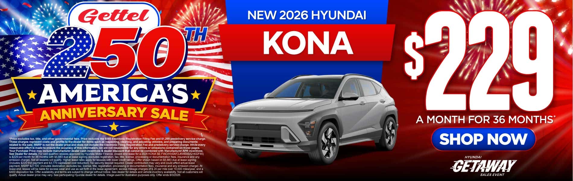 New 2026 Hyundai Kona $229 a month for 36 months*