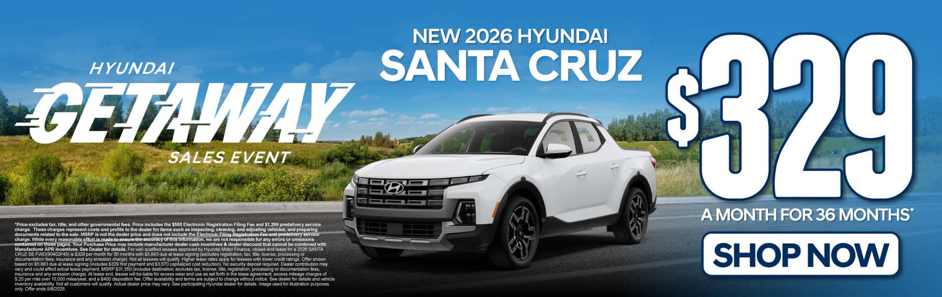 New 2026 Hyundai Santa Cruz $329 a month for 36 months*
