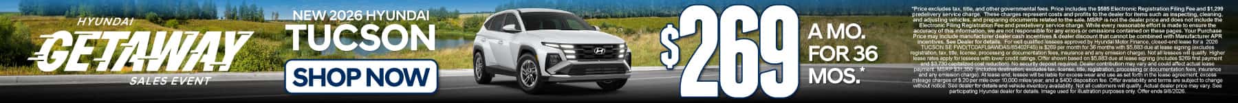 New 2026 Hyundai Tucson $269 a month for 36 months*