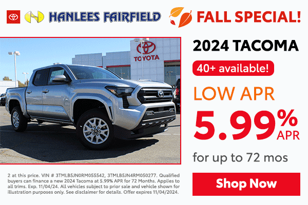 Current New Toyota Specials Offers | Hanlees Fairfield Toyota