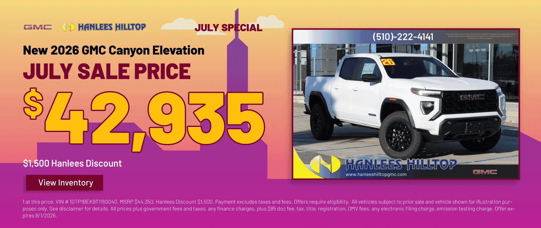 New 2026 GMC Canyon Elevation Special