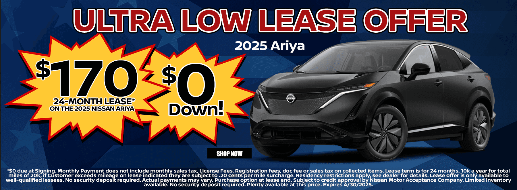 R Apr 25 Nissan Ariya Lease
