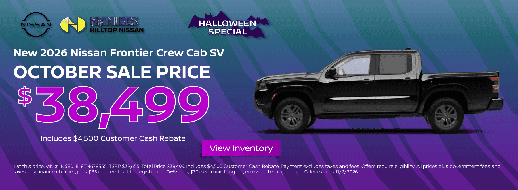 New 2026 Nissan Frontier Crew Cab SV Special