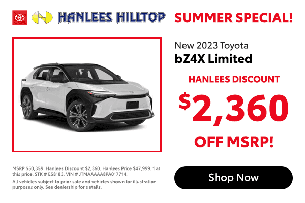 New 2023 Toyota bZ4X - Hanlees Discount $2,360 off MSRP!