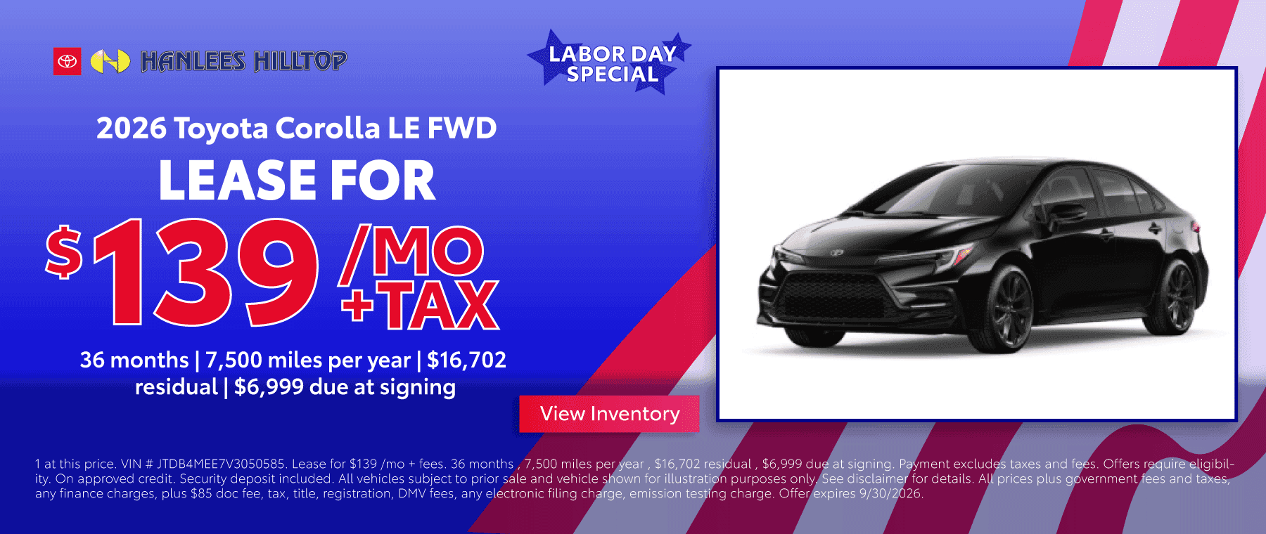2026 Toyota Corolla LE FWD Special